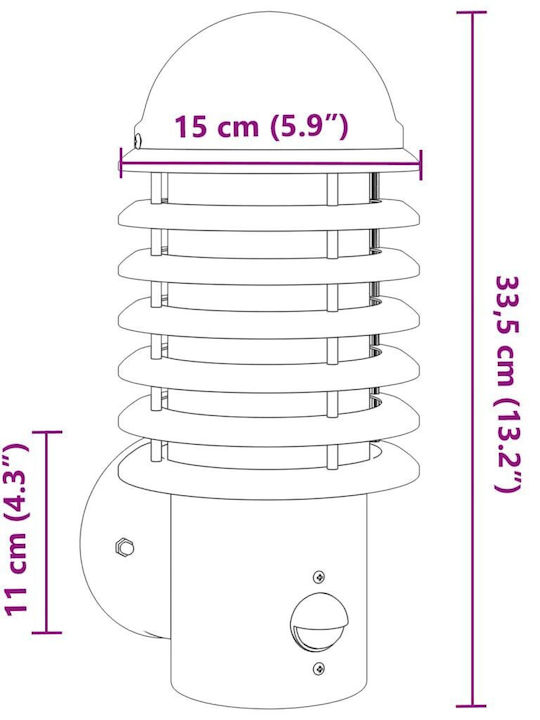 vidaXL Wandmontierte Außenleuchte E27 IP44 15x15x33.5εκ.