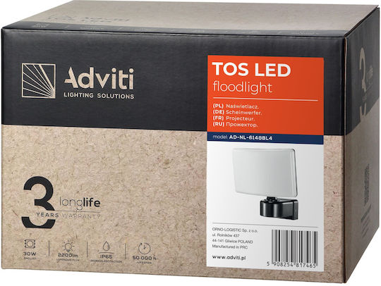 Orno Επιτοίχιο Εξωτερικό Φωτιστικό LED IP65 30W με Φυσικό Λευκό Φως 22.5x17.15x19.9εκ.