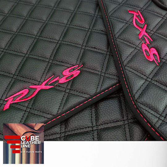 Mazda Rx-8 2003-2012 Πατακια Τεχνοδερμα Cube Μαυρο Me Κοκκινο Κεντημα Rx-8 Σετ 4τμχ
