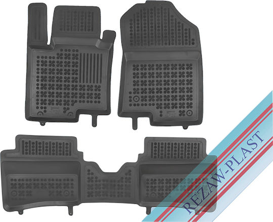 Rezaw Plast Set of Front and Rear Mats 3pcs Tray Type for Hyundai Bayon / i20 2021 Black