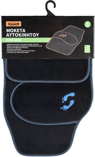 Kaver Σετ Μπροστινά και Πίσω Πατάκια 4τμχ Μπλε / Μαύρο