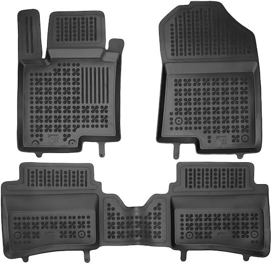 Rezaw Plast Set of Front and Rear Mats 3pcs Tray Type for Hyundai Bayon / i20 2021 Black