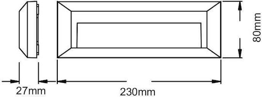 Aca SLIM32 Wandmontierte Außenbeleuchtung Deckenleuchte IP65 2W mit Warmweißem Licht 23x8x8cm