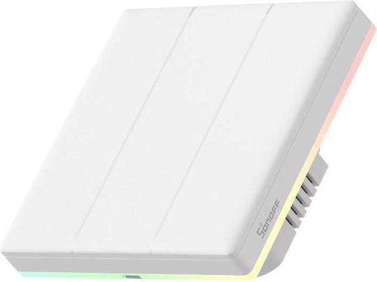 Sonoff T5EU3C Încastrat Comutator de Perete Wi-Fi Iluminat Dublu cu Cadru Alb