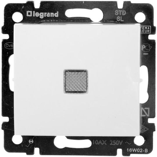 Legrand Valena 10 Χωνευτός Διακόπτης Τοίχου Μονός χωρίς Πλαίσιο Λευκός