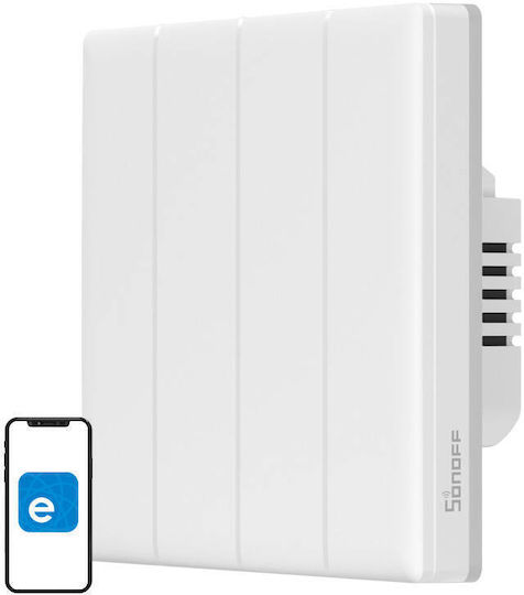 Sonoff Tx T5 4c Comutator De Perete Tactil Wi-Fi Cuaternar Cu Rama Albă
