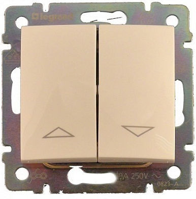 Legrand Valena Classic Χωνευτός Διακόπτης Τοίχου Ρολών Διπλός χωρίς Πλαίσιο Creme