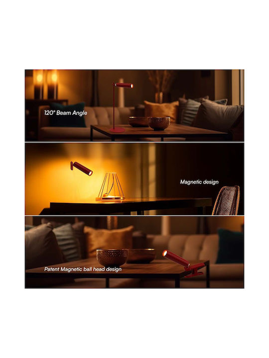 V-TAC Rechargeable LED Office Lamp in Red Color