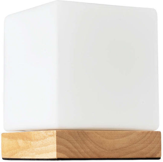 GloboStar Wood Table Lamp for Socket E27 with White Shade and Beige Base