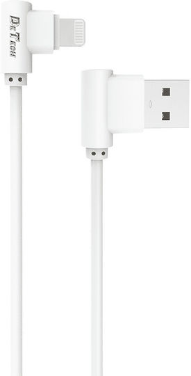 De-21i Unghi (90°) / Regular USB-A la Cablu Lightning Alb 1m (14130)