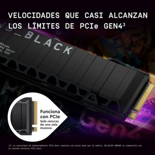 Western Digital Black SN850X With Heatsink SSD 8TB M.2 Type With PCI Express 4.0 Connection And Heatsink WDS800T2XHE