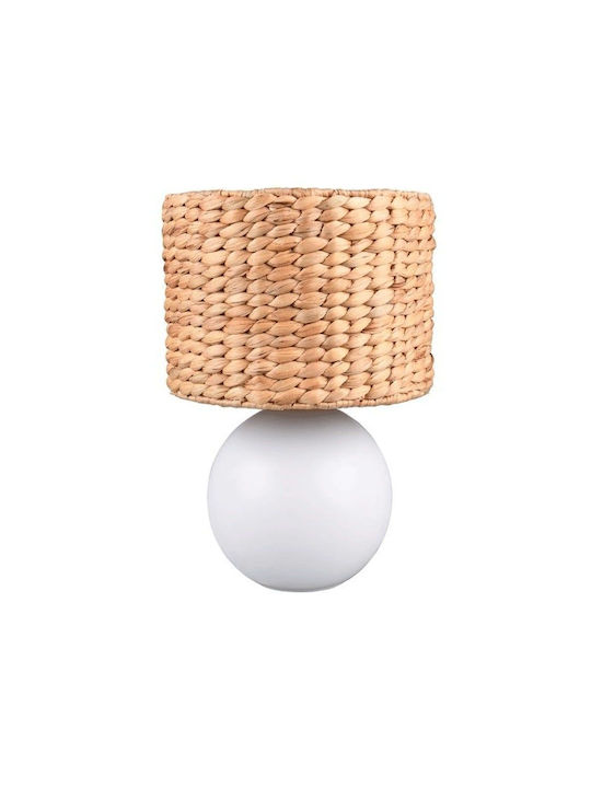 Trio Lighting Ceramic Table Lamp for E27 Socket with Beige Shade and White Base