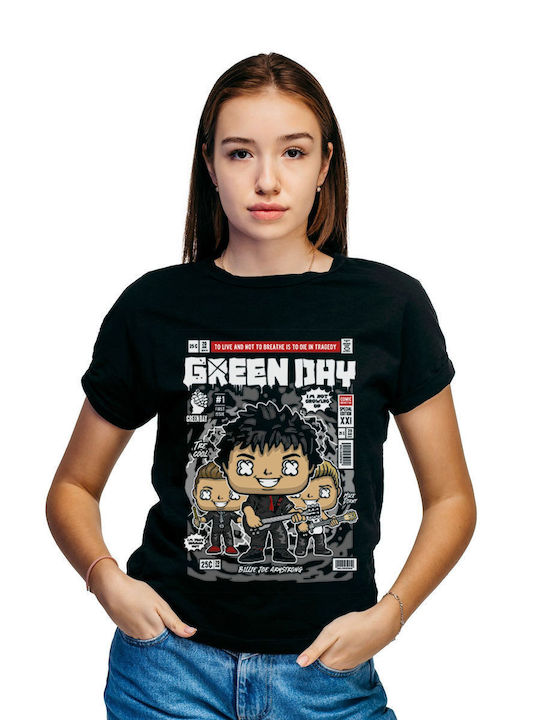Green Day T-shirt Μαύρο Βαμβακερό