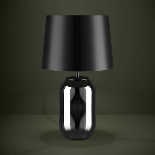 Eglo Cuite Glass Table Lamp for Socket E27 with Black Shade and Transparent Base