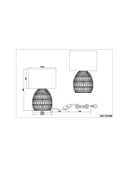 Trio Lighting Rike Vintage Πορτατίφ για Ντουί E27 με Μπεζ Καπέλο και Βάση