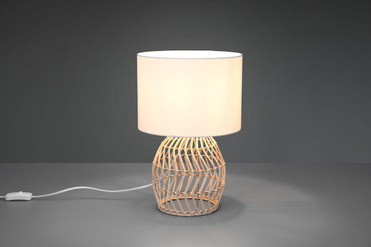 Trio Lighting Rike Винтидж Настолна лампа за Цокъл E27 с Бежов Абажур и Основа