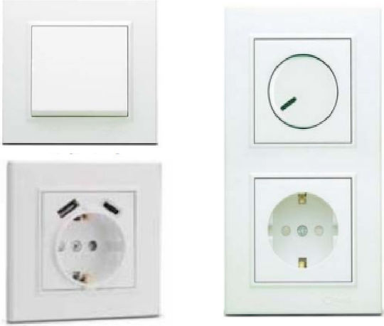 Makel Karea Single Walled Power Socket with Lid White