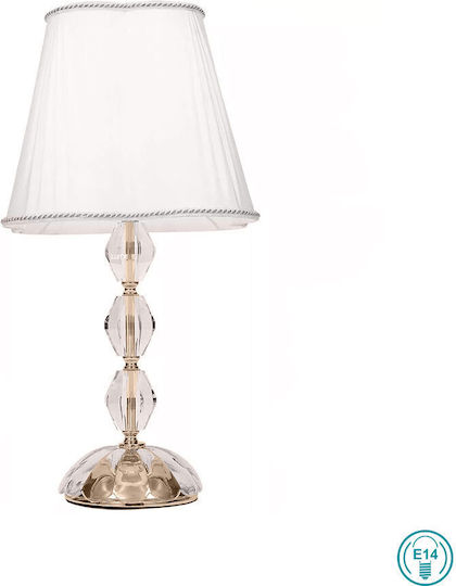 Fan Europe Riflesso Cristal Lampă de masă pentru Soclu E27 cu Abajur Alb și Bază Auriu