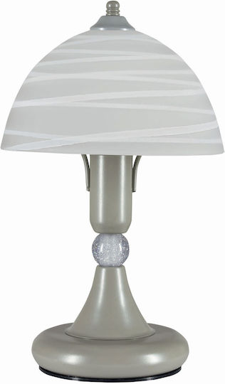 ArkoLight Metall Vintage Tischlampe für Fassung E14 mit Weiß Schirm und Silber Basis