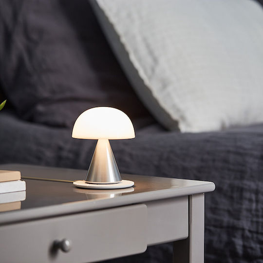 Lexon Metal Table Lamp LED with White Shade and Copper Base