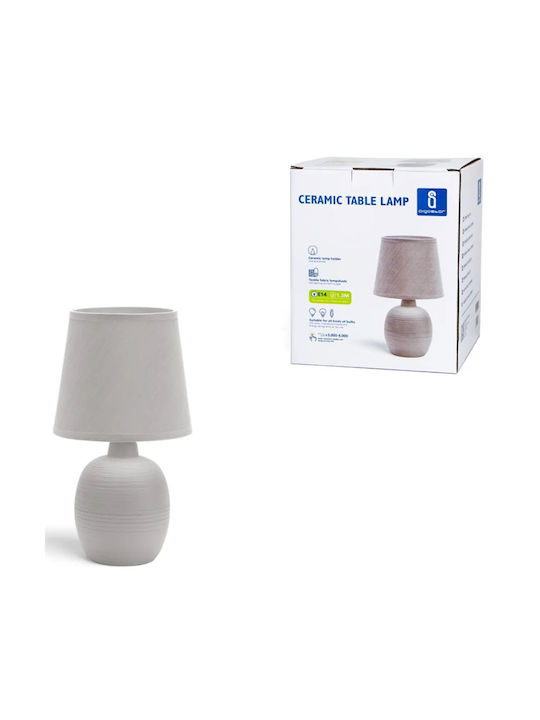 Aigostar Ceramic Table Lamp for Socket E14 with Gray Shade and Base