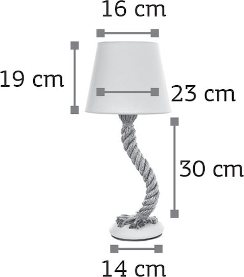 Inlight 3433 Πορτατίφ από Σχοινί για Ντουί E27 με Λευκό Καπέλο και Μαύρη Βάση