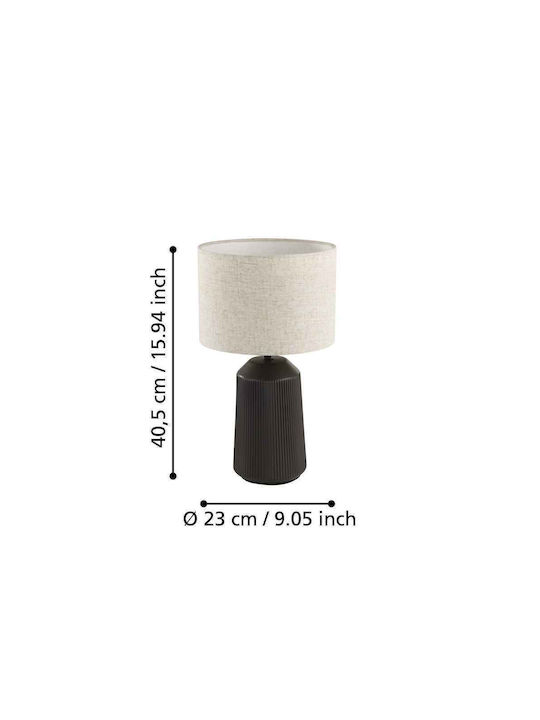 Eglo Ceramic Table Lamp for Socket E27 with White Shade and Gray Base