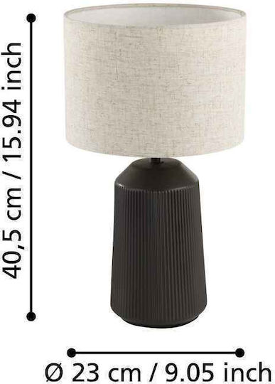 Eglo Ceramic Table Lamp for Socket E27 with White Shade and Gray Base