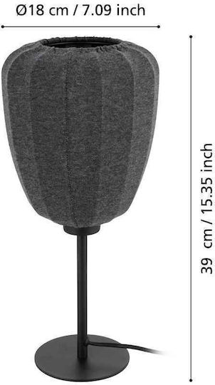 Eglo Material Textil Lampă de masă pentru Soclu E27 cu Abajur Gri și Bază Negru Eglo Material Textil Lampă de masă pentru Soclu E27 cu Abajur Gri și Bază Negru
