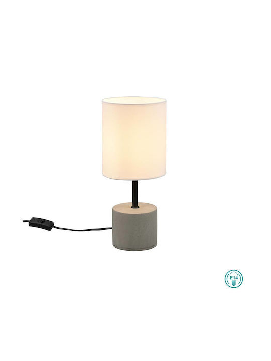 Trio Lighting Ben Concrete Table Lamp for Socket E14 with White Shade and Gray Base