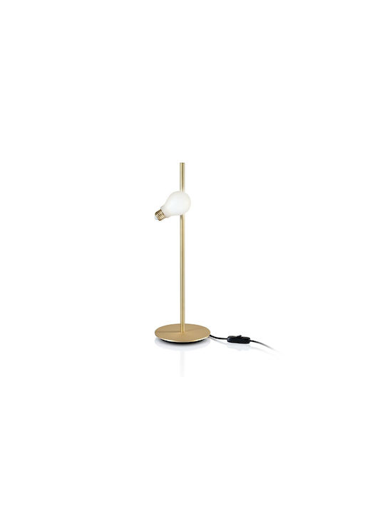 Slamp Idea Brass Metal Table Lamp for Socket G9 with White Shade and Gold Base