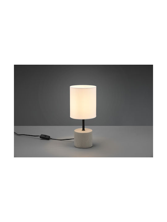Trio Lighting Ben Concrete Table Lamp for Socket E14 with White Shade and Gray Base