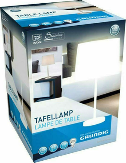 Grundig 51440 Stoff Tischlampe mit Rosa Schirm und Silber Basis