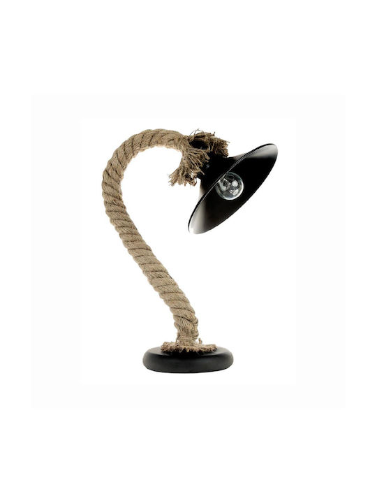 Inlight 3438 Black Vintage Table Lamp from Rope for Socket E27 with Black Shade and Base