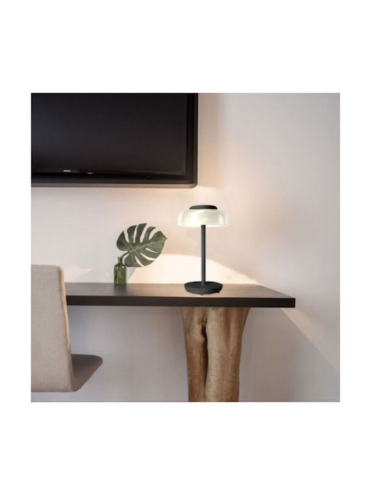 Fos me Ethra Metal Table Lamp LED with White Shade and Black Base