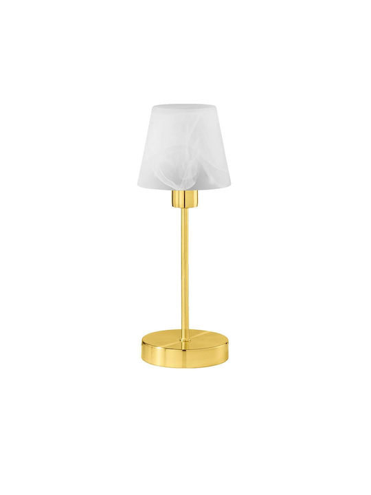Trio Lighting Luis II Metal Table Lamp for Socket E14 with White Shade and Gold Base