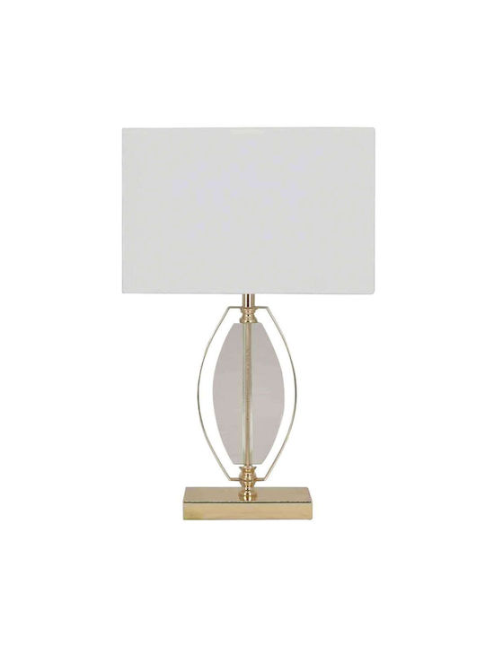 Marhome Glass Table Lamp with White Shade and Gold Base