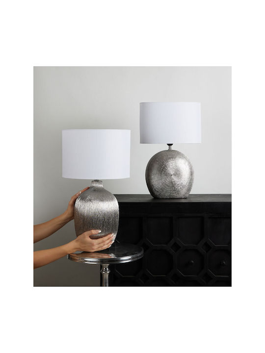 Nejen Ceramic Table Lamp with White Shade and Silver Base