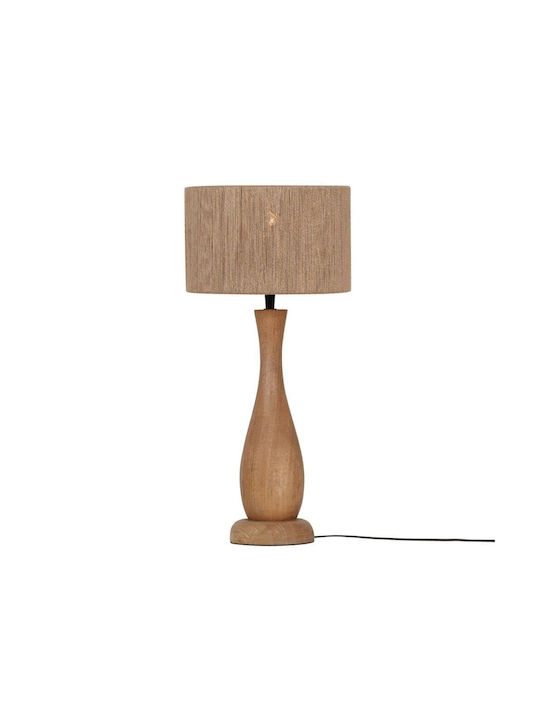 Trio Lighting Holz Tischlampe für Fassung E27 mit Beige Schirm und Basis
