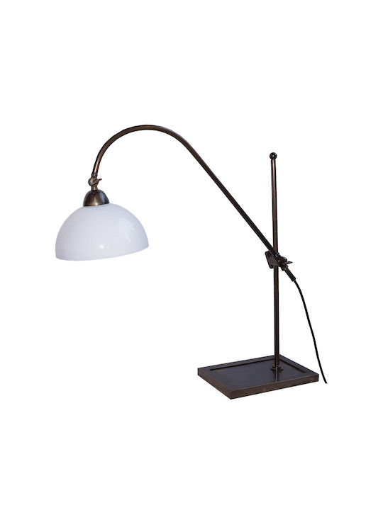 DITS Lighting Dits Lighting Metal Vintage Table Lamp for Socket E27 with White Shade and Brown Base