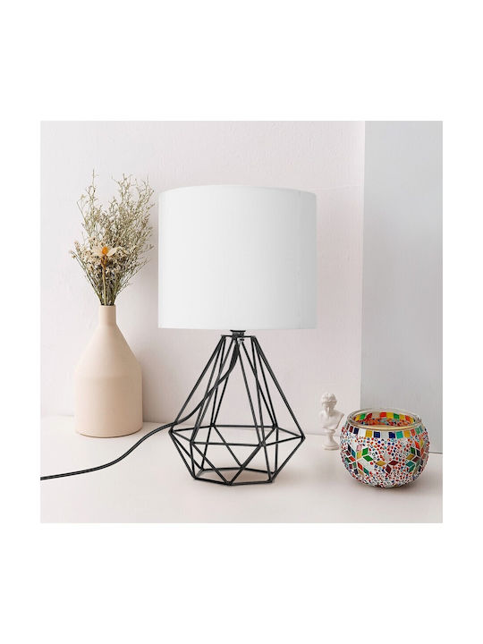 Aigostar Metal Table Lamp for Socket E14 with White Shade and Base