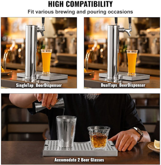 Vevor Kegerator Beer Drip Tray 304 Stainless Steel Keg Trays Non-Slip Pads