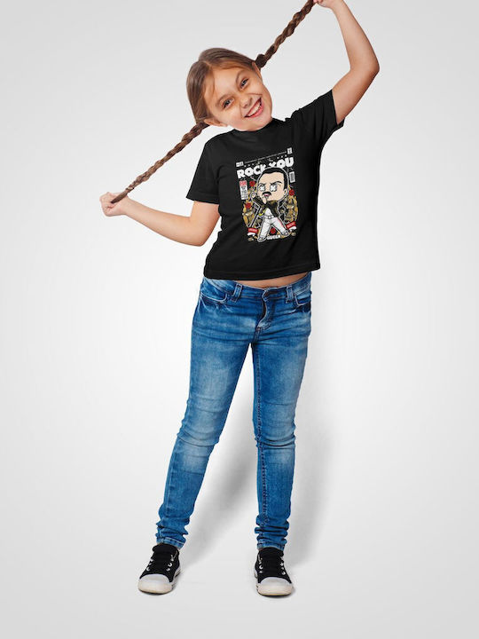 Παιδικό T-shirt Black Freddie Mercury