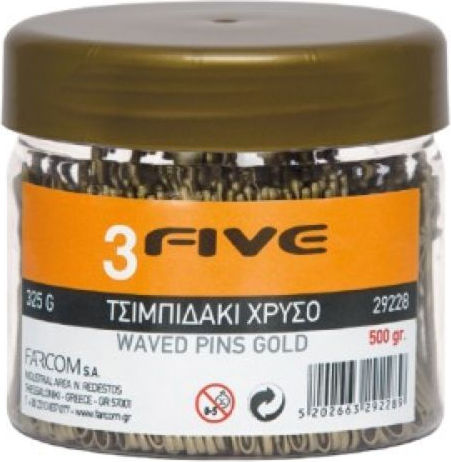 Farcom Απλά Τσιμπιδάκια Μαλλιών Χρυσά 3Five 5cm 500gr