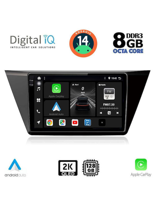 Digital IQ Car Audio System for Volkswagen Touran 2016 (Bluetooth/USB/AUX/WiFi/GPS/Apple-Carplay/Android-Auto) with Touch Screen 10"