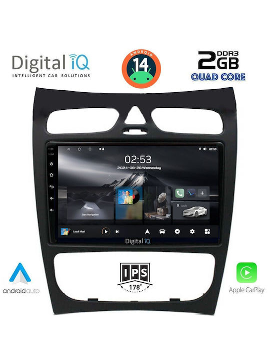 Digital IQ Car Audio System for Mercedes-Benz CLK Class 2000-2004 (Bluetooth/USB/AUX/WiFi/GPS/Apple-Carplay/Android-Auto) with Touch Screen 9"