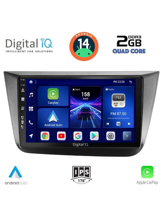 Digital IQ Car Audio System for Seat Altea 2004-2015 (Bluetooth/USB/AUX/WiFi/GPS/Apple-Carplay/Android-Auto) with Touch Screen 9"