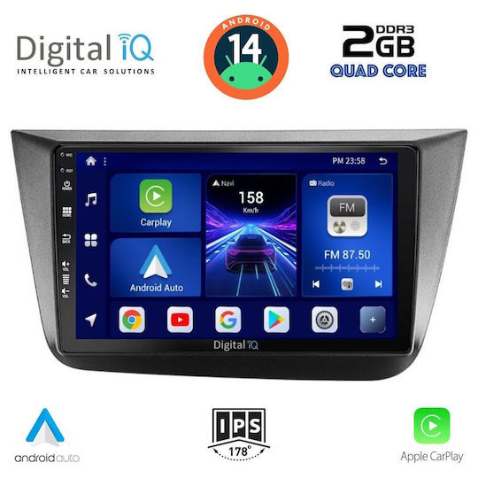 Digital IQ Ηχοσύστημα Αυτοκινήτου για Seat Altea 2004-2015 (Bluetooth/USB/AUX/WiFi/GPS/Apple-Carplay/Android-Auto) με Οθόνη Αφής 9"