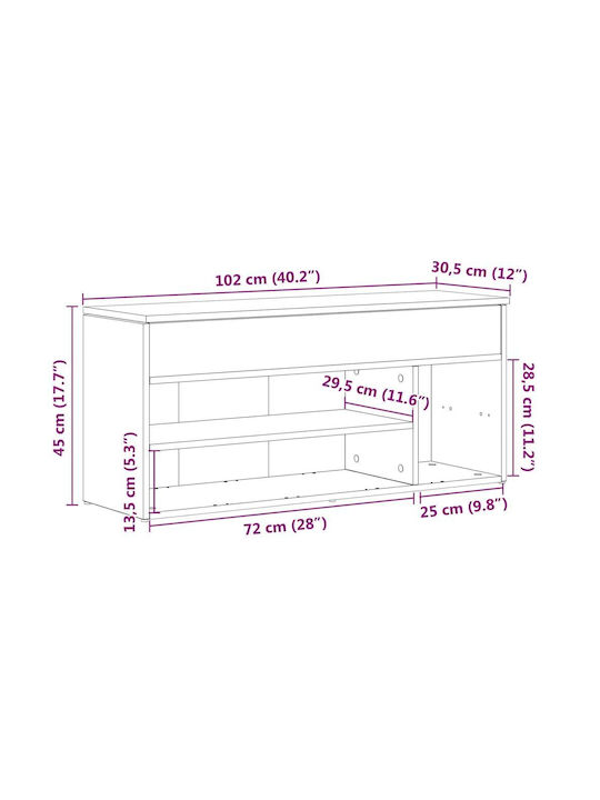 Entry Furniture with Shoe Rack Sonoma Gray 102x30.5x45cm