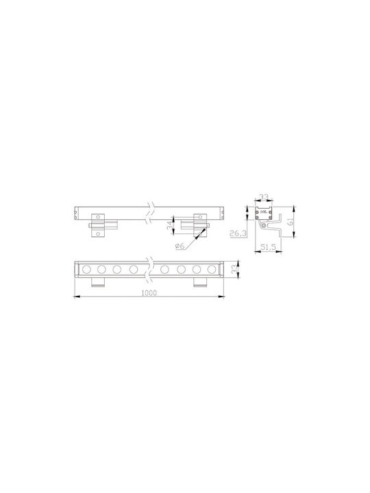 Zambelis Lights Φωτιστικό LED Wall Washer 12W 100cm